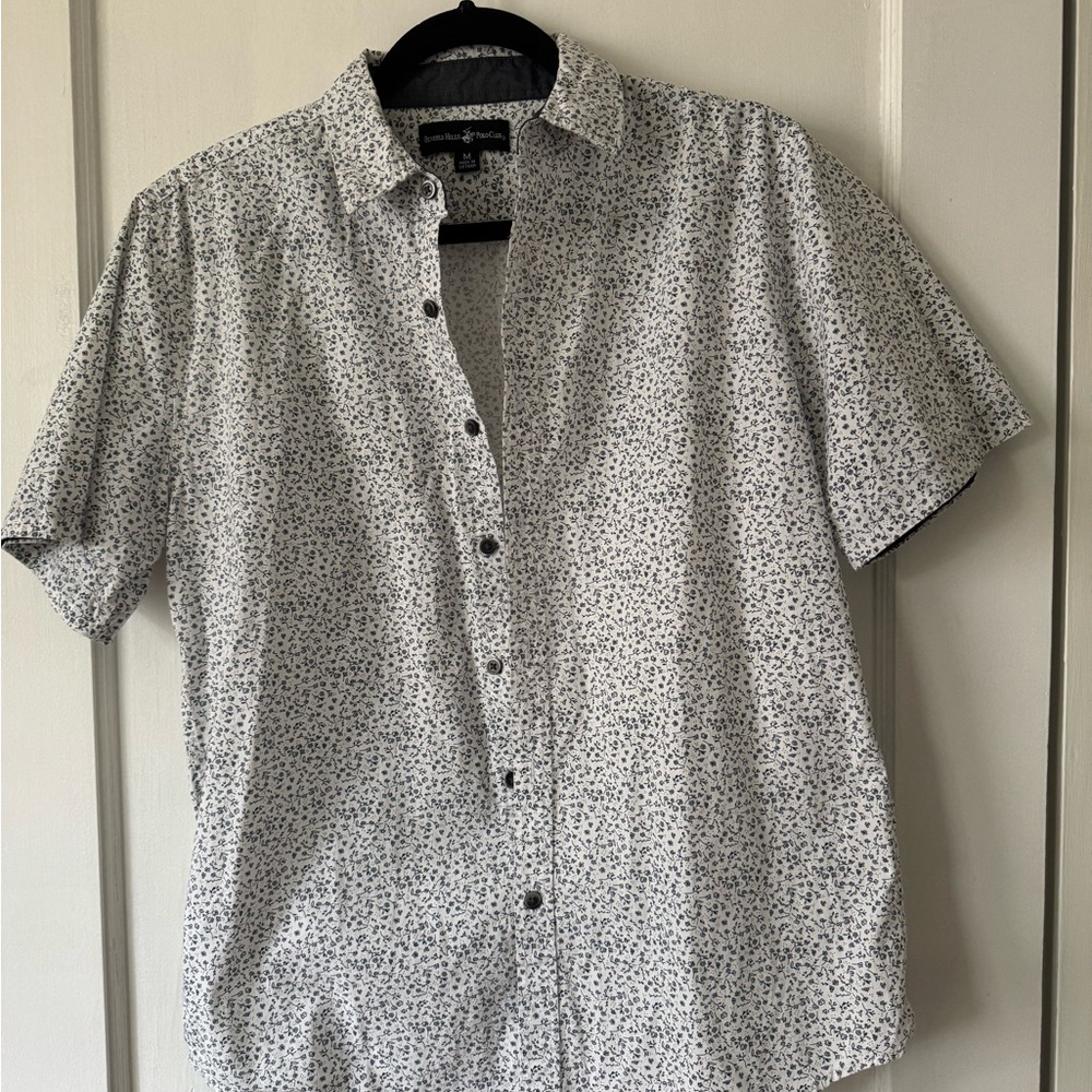 Beverly Hills Polo Club White and Black Patterned Shirt